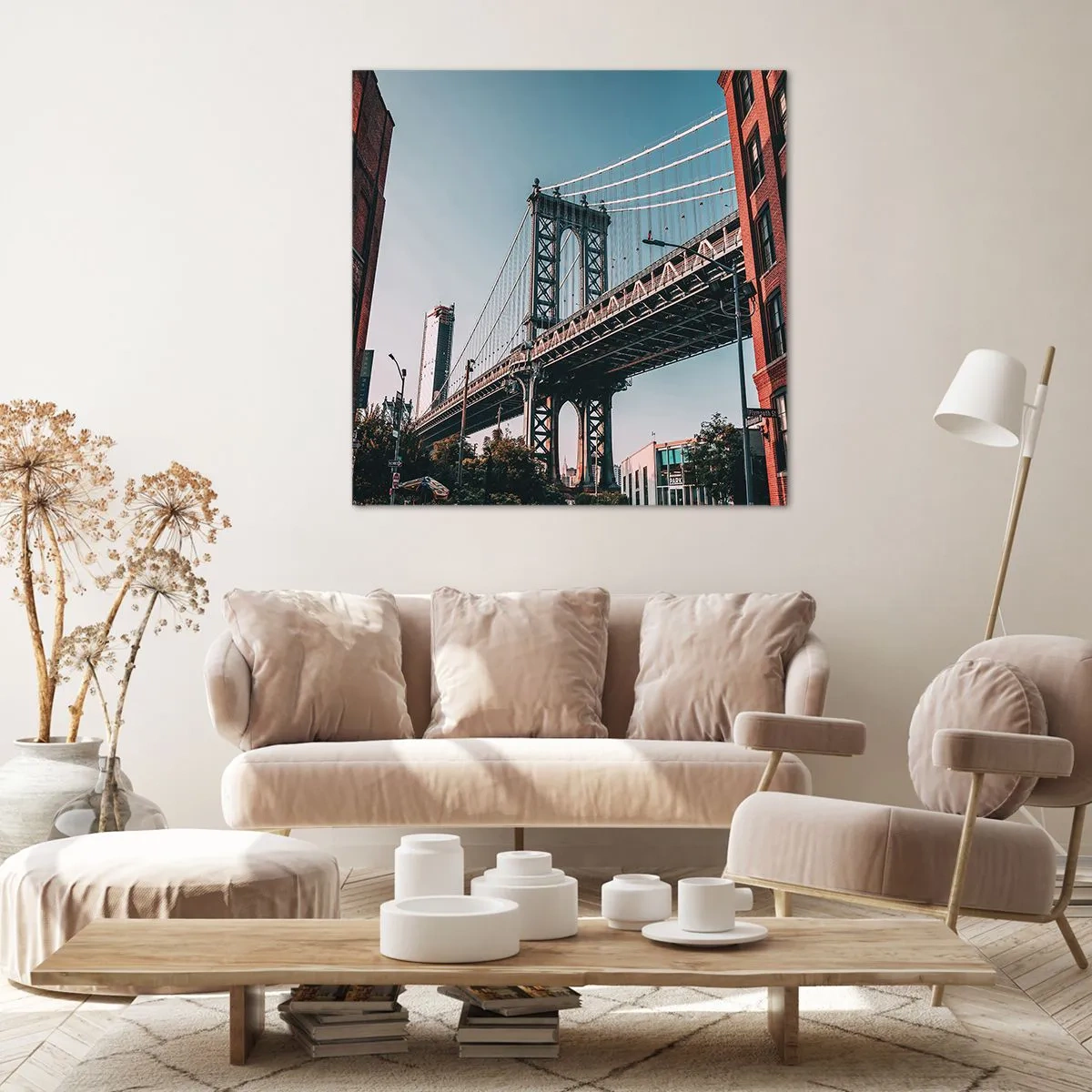 Canvastavla - Bild på duk - Över stadens vågor - 70x70 cm