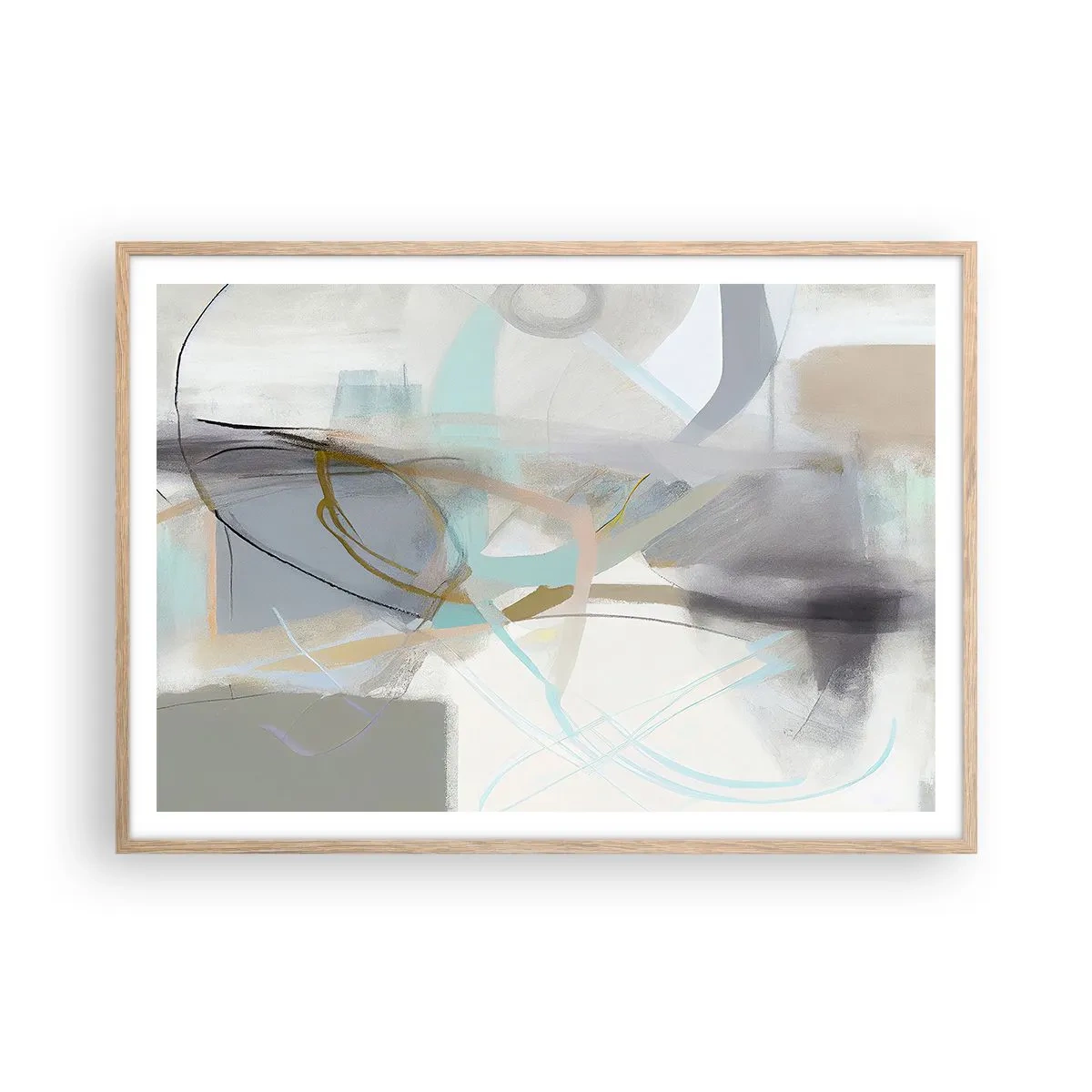 Affisch i ram av ljusek - Dimmig abstraktion - 100x70 cm