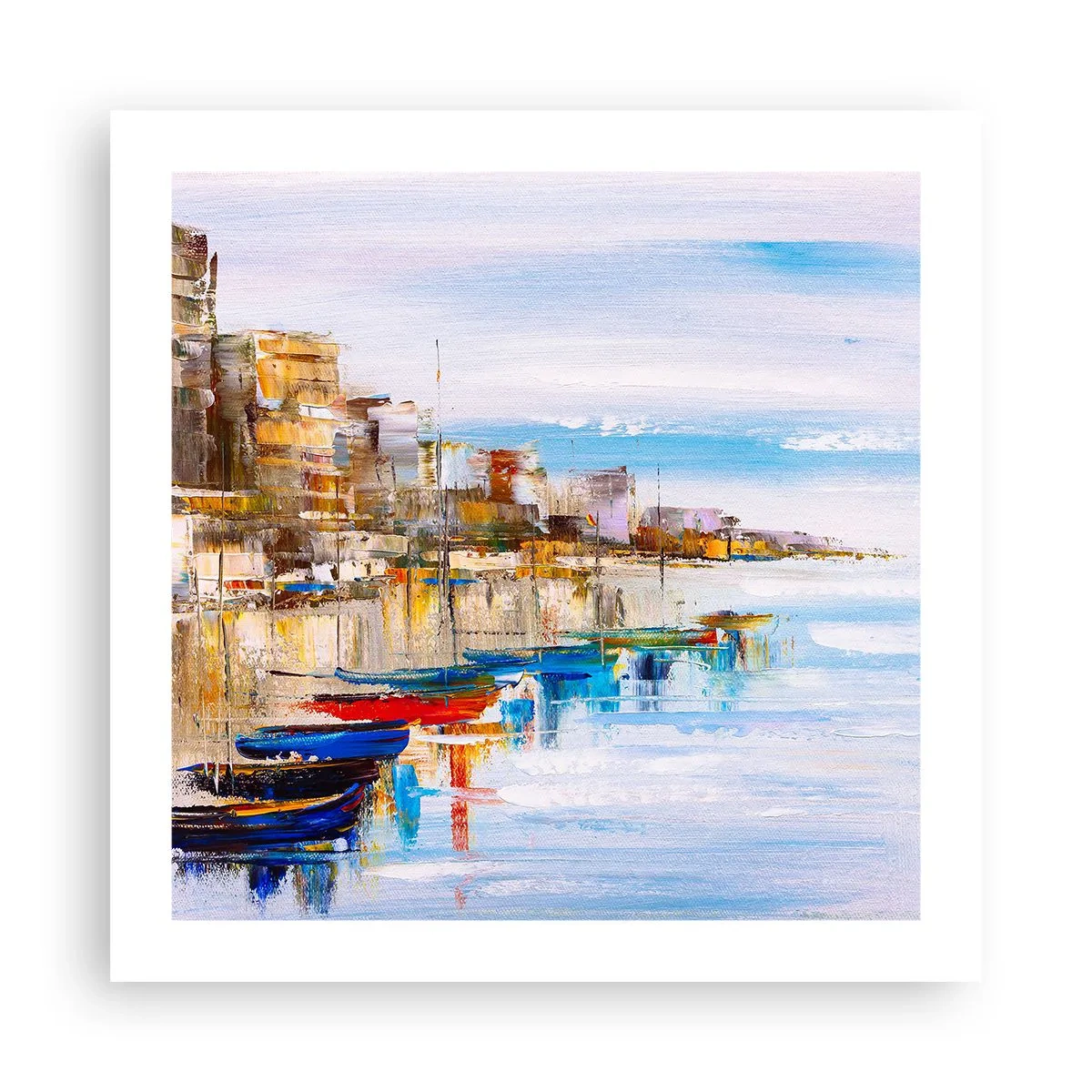 Affisch - Flerfärgad urban hamn - 50x50 cm