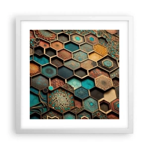 Affisch i vit ram - Arabiska ornament - en variation - 40x40 cm