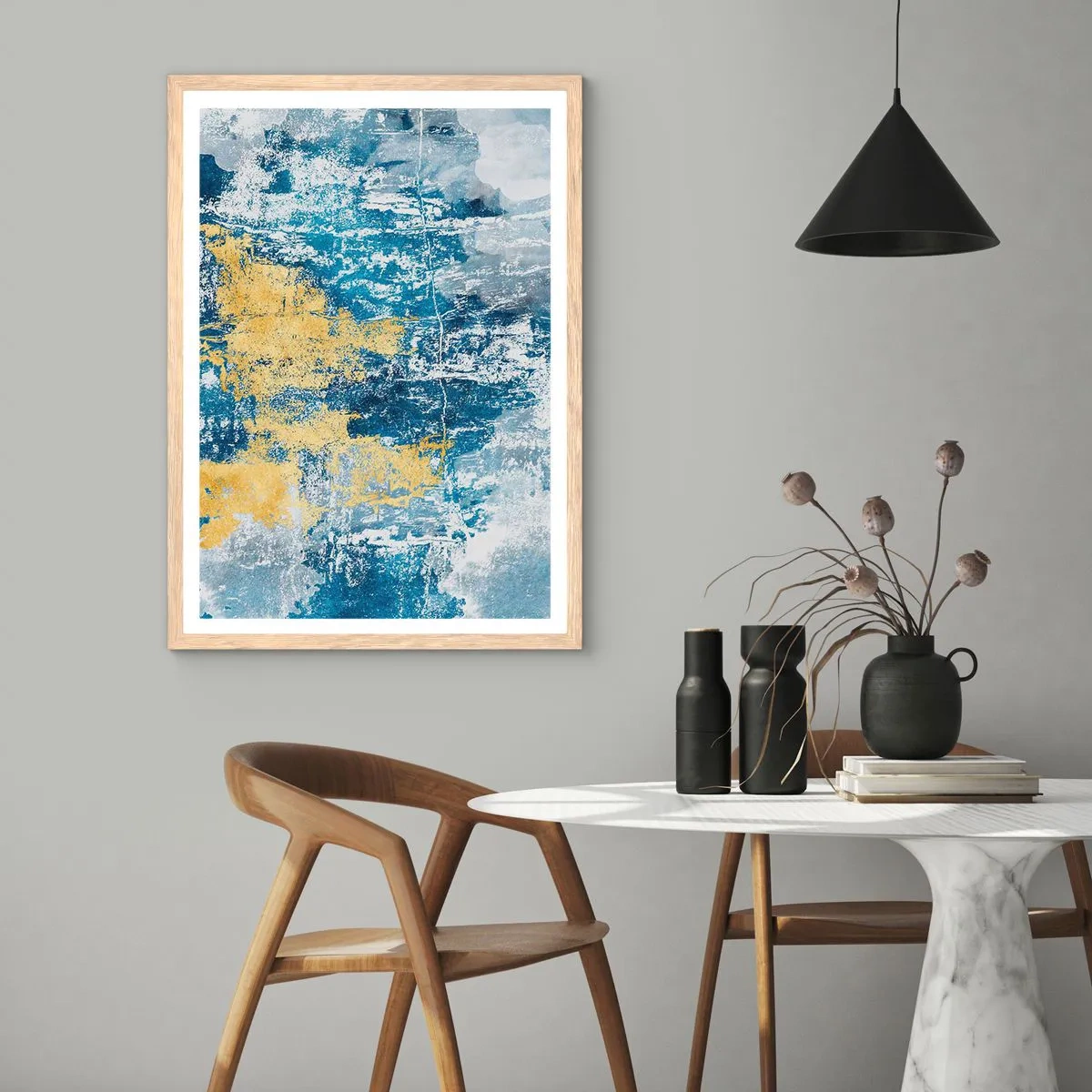 Affisch i ram av ljusek - En väderfylld abstraktion - 70x100 cm
