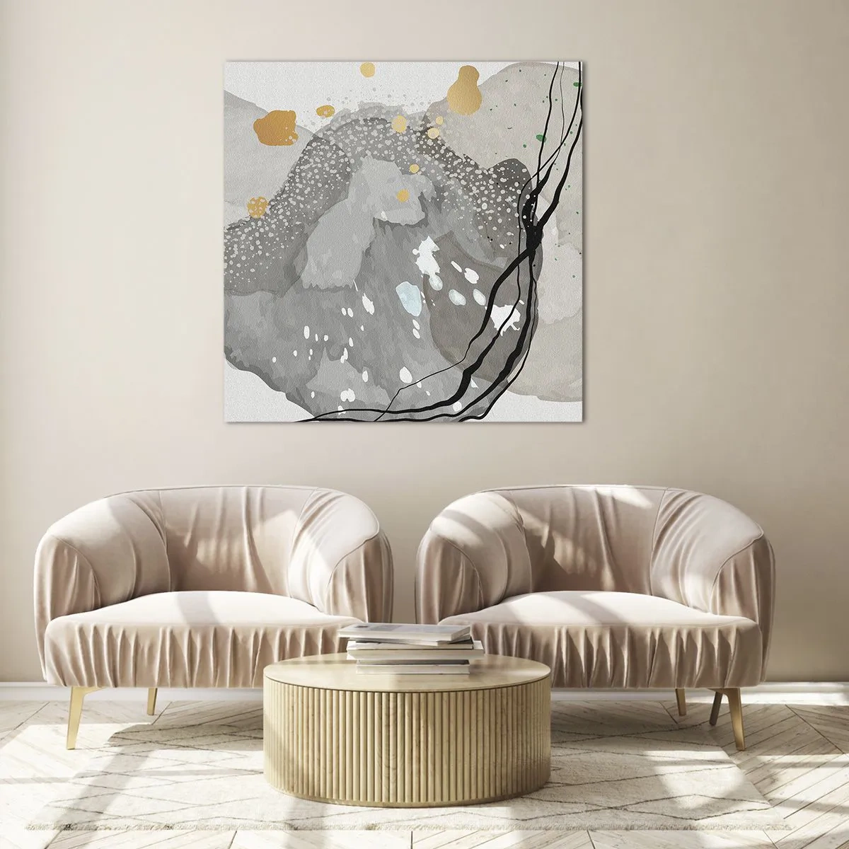 Glastavla - Bild på glas - Organisk komposition - 30x30 cm