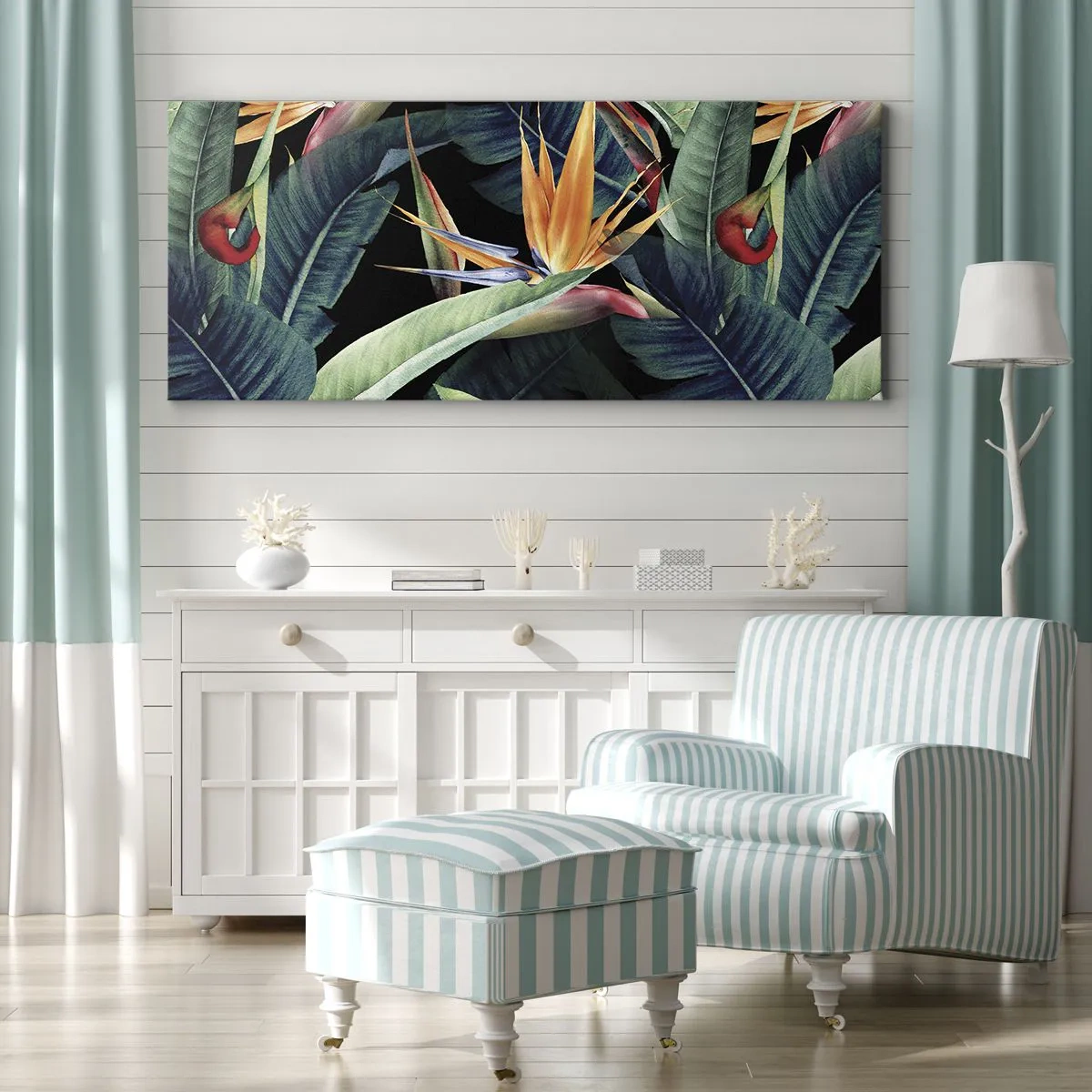 Canvastavla - Bild på duk - Tropikens brinnande blommor - 100x40 cm