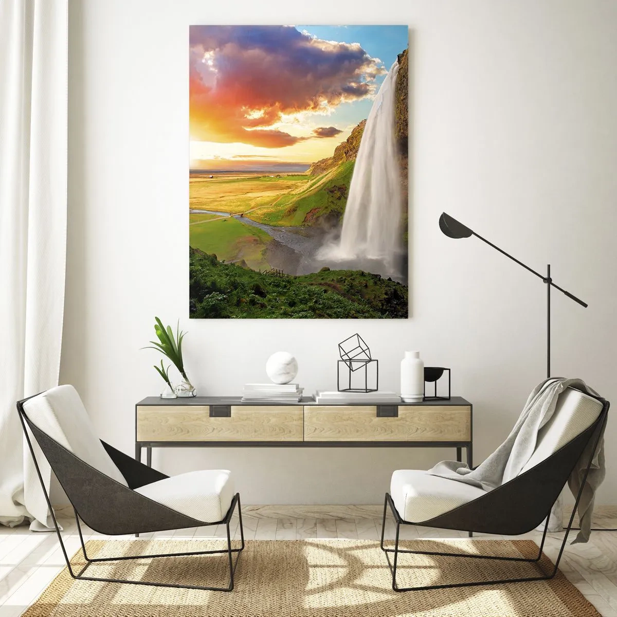 Glastavla - Bild på glas - Full av isländsk sommar - 50x70 cm