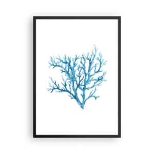 Affisch i svart ram - Blå korall i akvarellstil på vit bakgrund - 50x70cm - Marin filigran - Modern väggdekoration för vardagsrum och sovrum ARTTOR