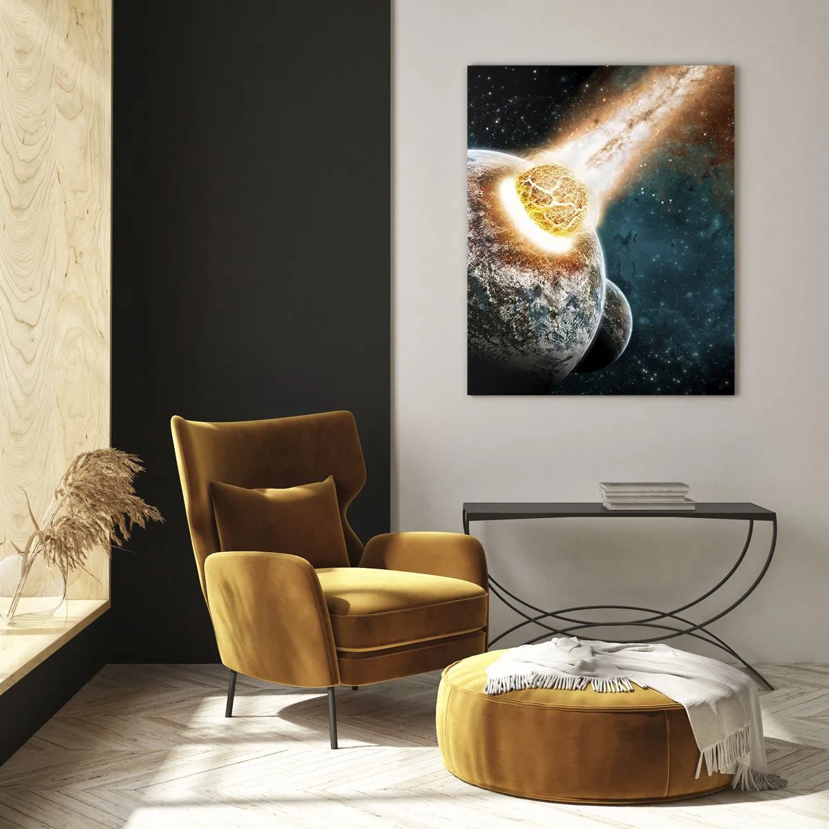 Glastavla - Bild på glas - Förödelse eller födsel? - 50x70 cm