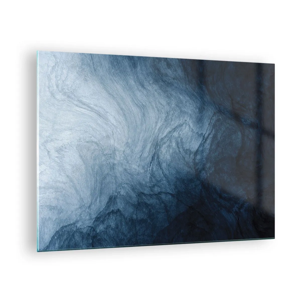 Glastavla - Bild på glas - Abstrakt djup i nyanser av marinblått och grått - 70x50cm - Nå djupt in - Modern väggdekoration för vardagsrum och sovrum ARTTOR