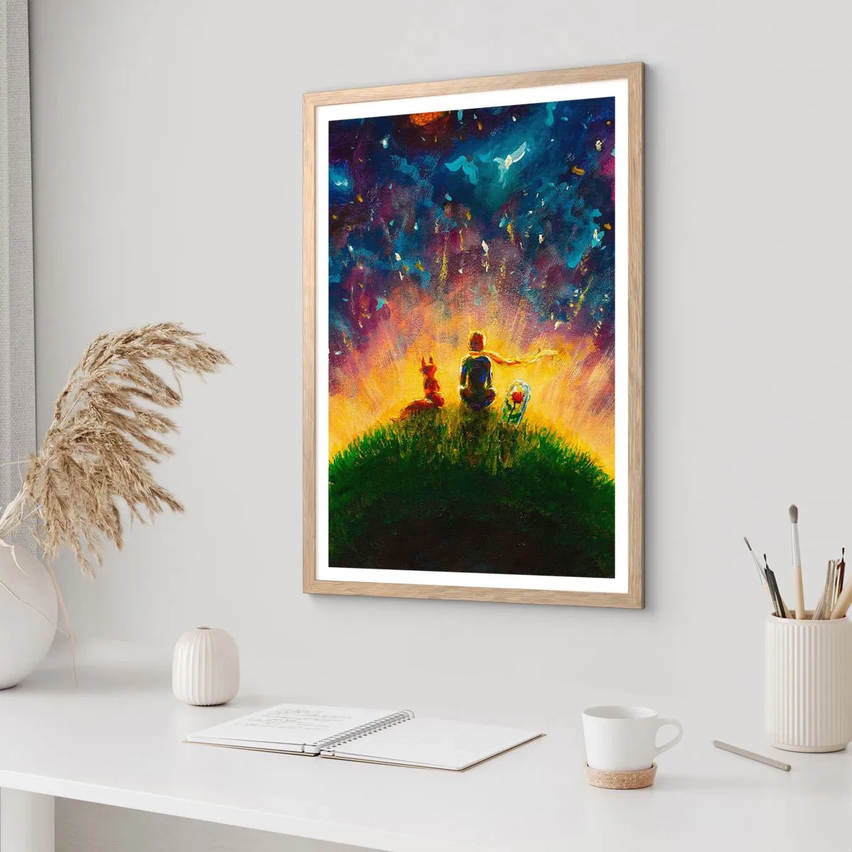 Affisch i ram av ljusek - Kärlek och vänskap - hela världen - 70x100 cm