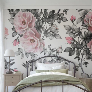 Självhäftande Fototapet Deluxe Sticker - Tappa sig i rosblommorna - Blommor, Reste sig, Trädgård - 250x175 cm