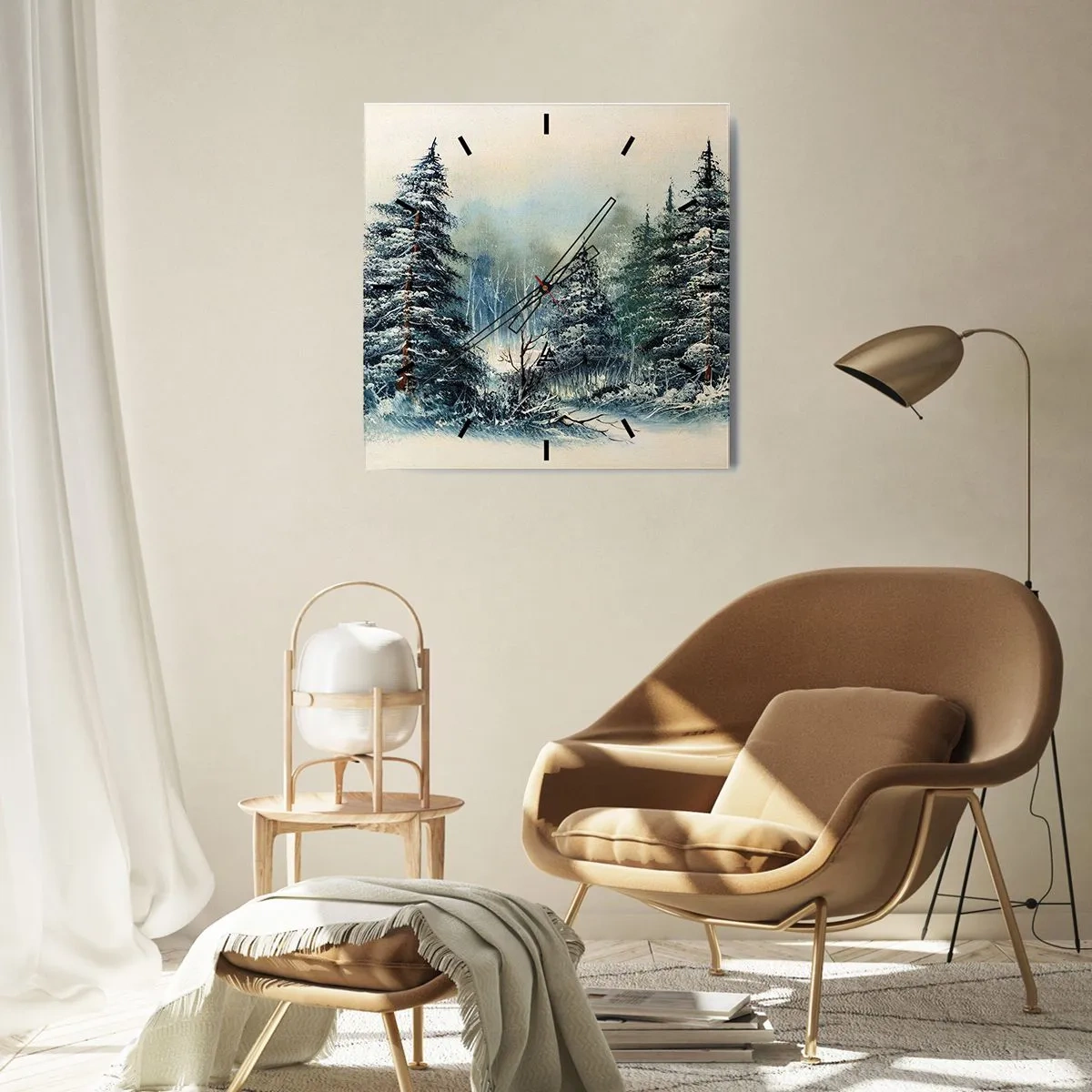 Väggklocka - Klocka på glas - Redo för Julen - 40x40 cm