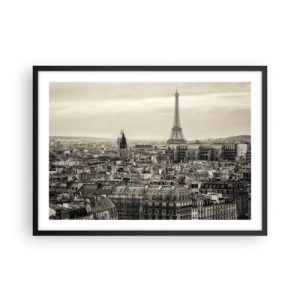 Affisch i svart ram - Över Paris tak - 70x50 cm