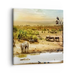 Canvastavla - Bild på duk - "Det mynnade en flod från Eden…" - 40x40 cm