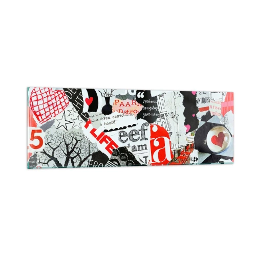 Glastavla - Bild på glas - Hipster collage - 90x30 cm