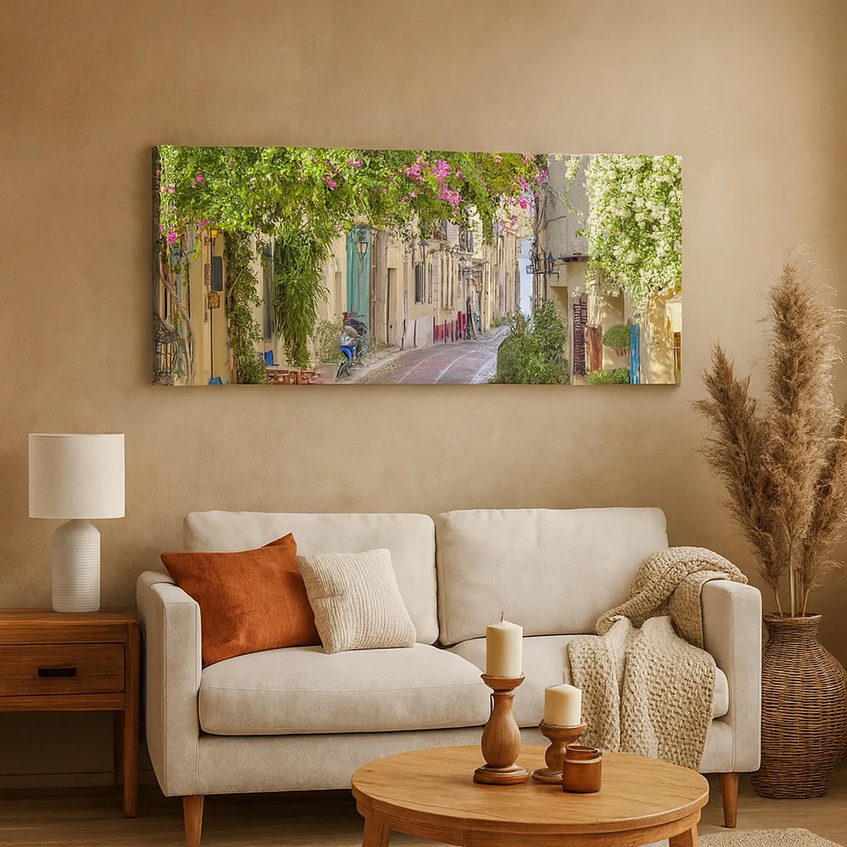 Canvastavla - Bild på duk - Blommande gata - 30x30 cm