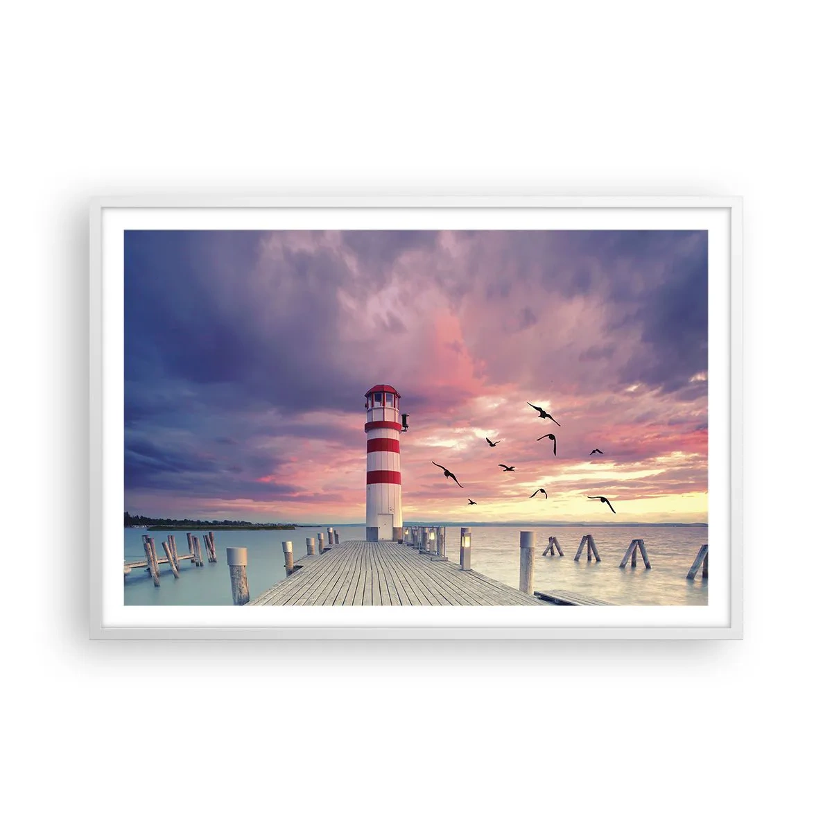 Affisch i vit ram - Dags att bege sig till hamnen - 91x61 cm