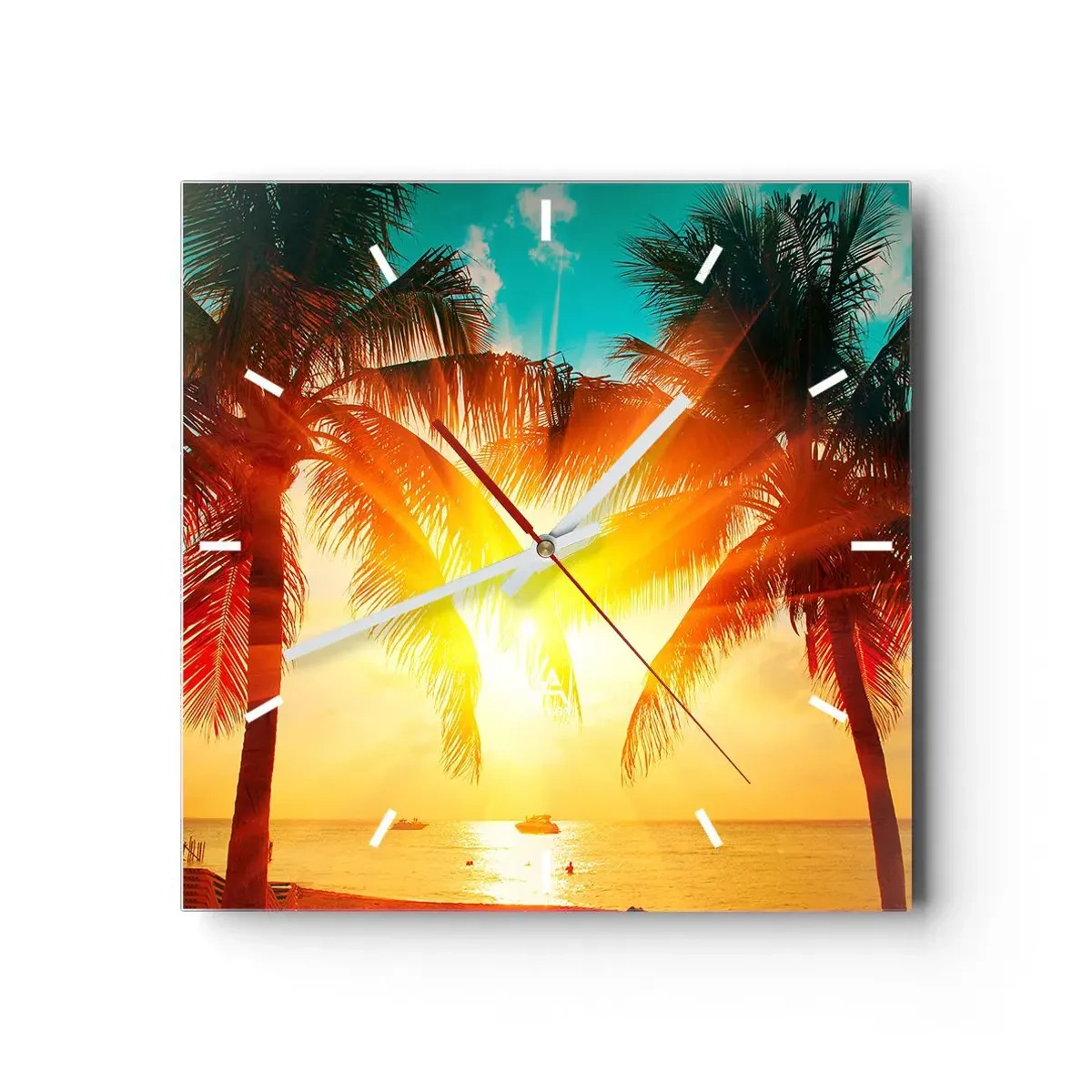 Väggklocka - Klocka på glas - Exotisk par - 30x30 cm