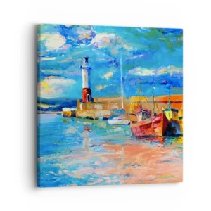 Canvastavla - Bild på duk - Eftermiddag i regnbågsviken - 30x30 cm