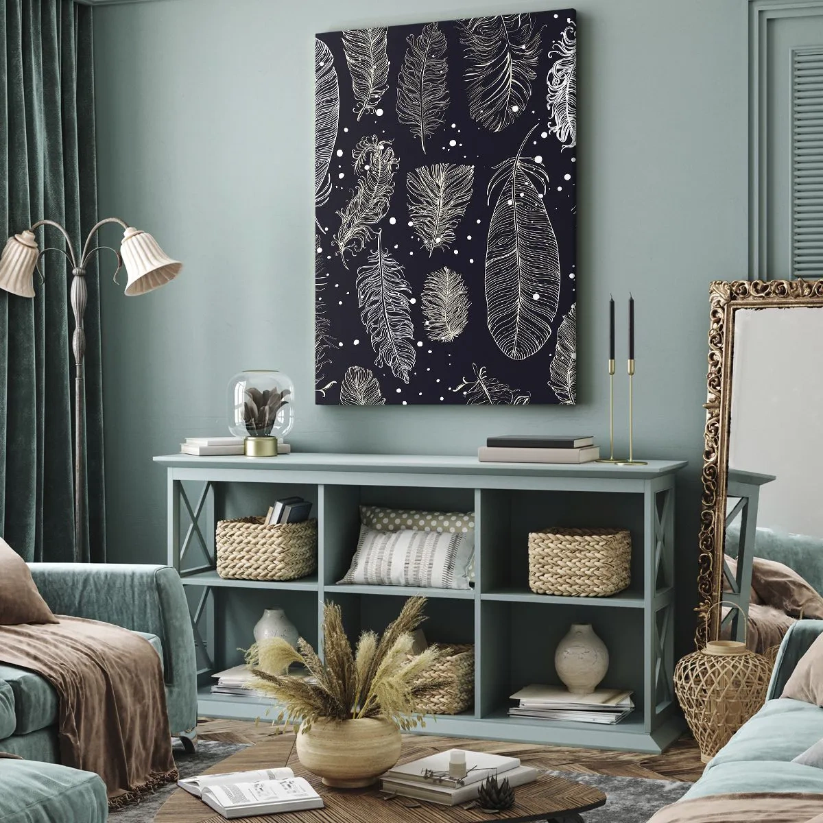 Canvastavla - Bild på duk - Fjäderspets - 65x120 cm