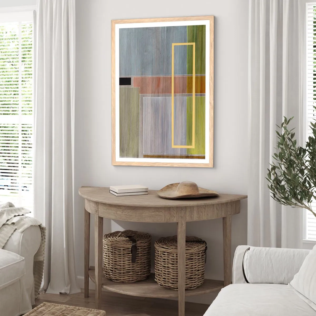 Affisch i ram av ljusek - Rakt och lugnt - 70x100 cm