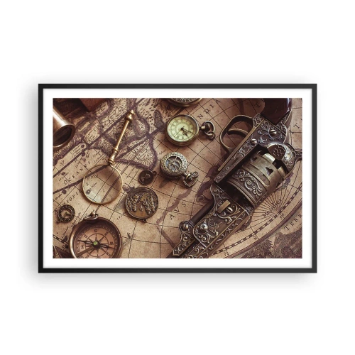 Affisch i svart ram - Äventyret kallar - 91x61 cm