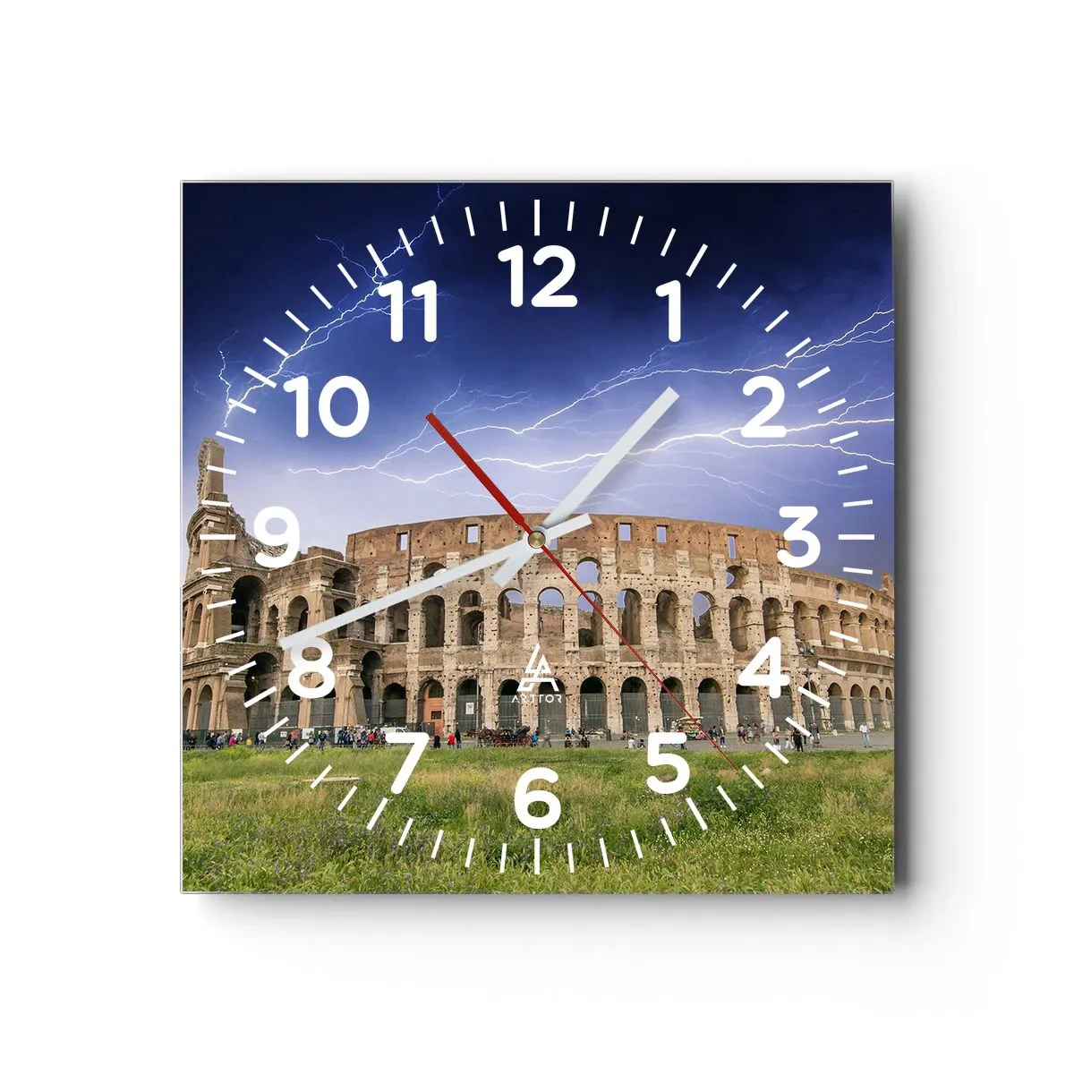 Väggklocka - Klocka på glas - Kamparena - 40x40 cm