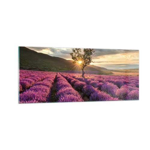 Glastavla - Bild på glas - Arom i lila färg - 100x40 cm