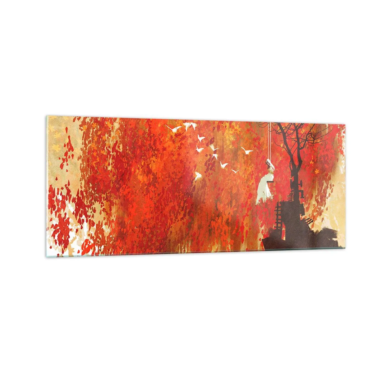 Glastavla - Bild på glas - Flyger hon med oss? - 100x40 cm