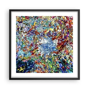 Affisch i svart ram - Glasmålning - droppar  - 50x50 cm