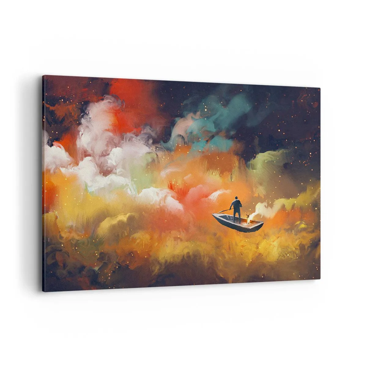 Canvastavla - Bild på duk - I båten genom galaxen - 100x70 cm