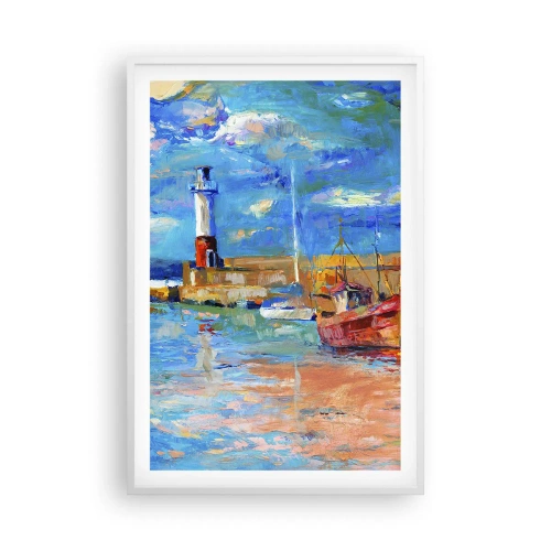 Affisch i vit ram - Eftermiddag i regnbågsviken - 61x91 cm