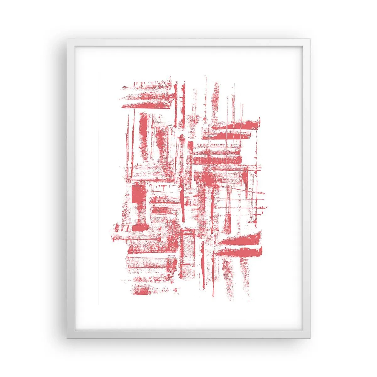 Affisch i vit ram - Röd stad - 40x50 cm
