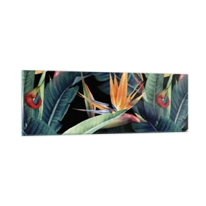 Glastavla - Bild på glas - Tropikens brinnande blommor - 90x30 cm