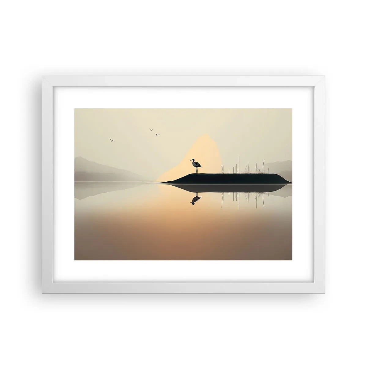 Affisch i vit ram - Herre på sjön - 40x30 cm