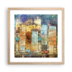 Affisch i ram av ljusek - Solig metropol - 40x40 cm