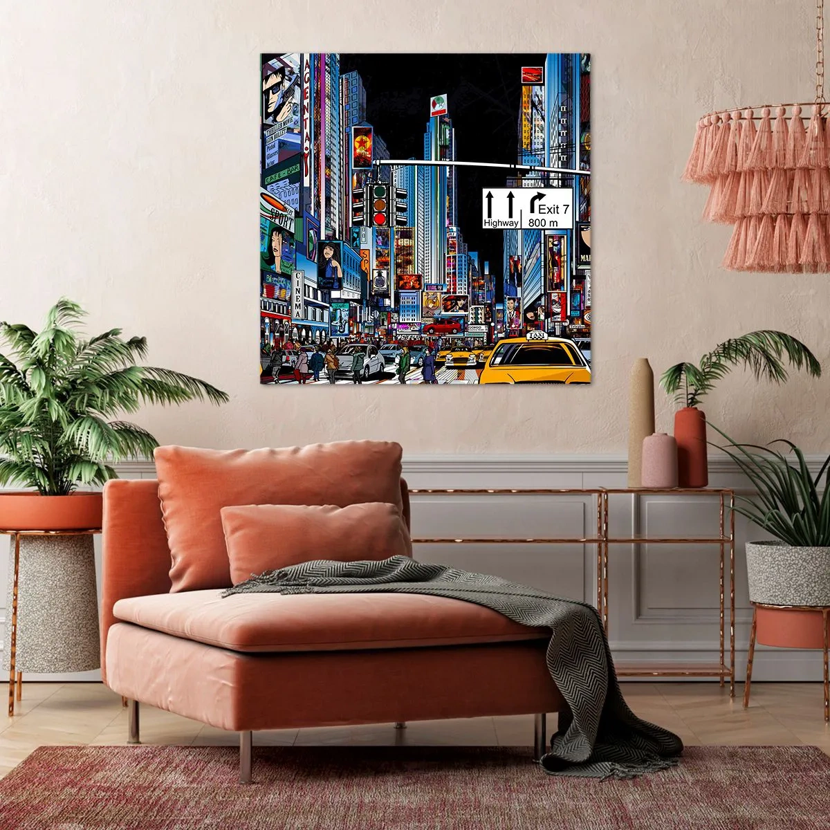 Canvastavla - Bild på duk - En natt som i serierna - 70x70 cm