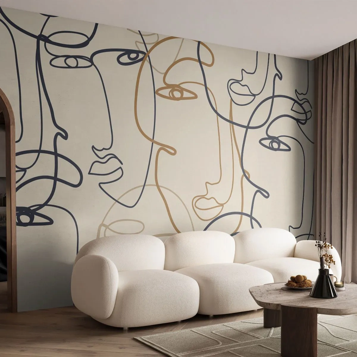 Fototapet Premium Sand - Mångfaldigad porträtt - Abstraktion, Ansikte, Grafik - 350x256 cm