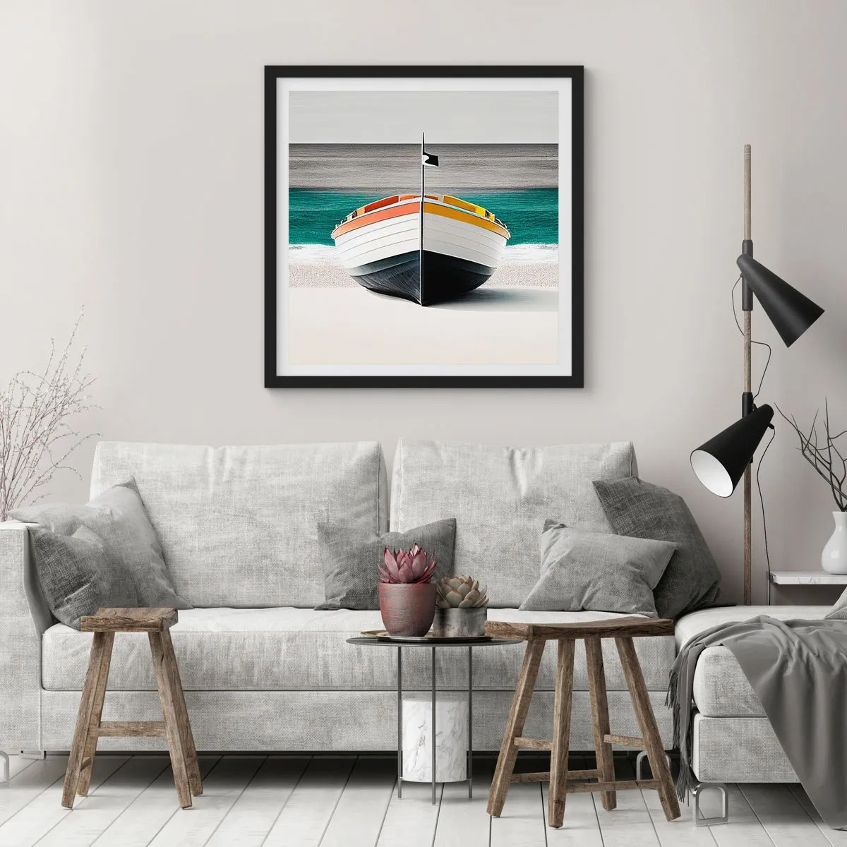 Affisch i svart ram - På sin plats - 60x60 cm