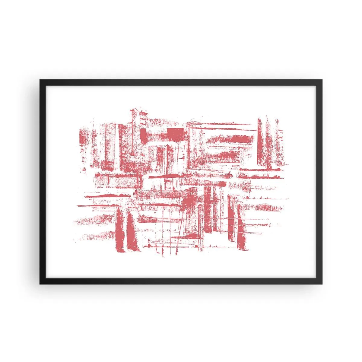 Affisch i svart ram - Röd stad - 70x50 cm