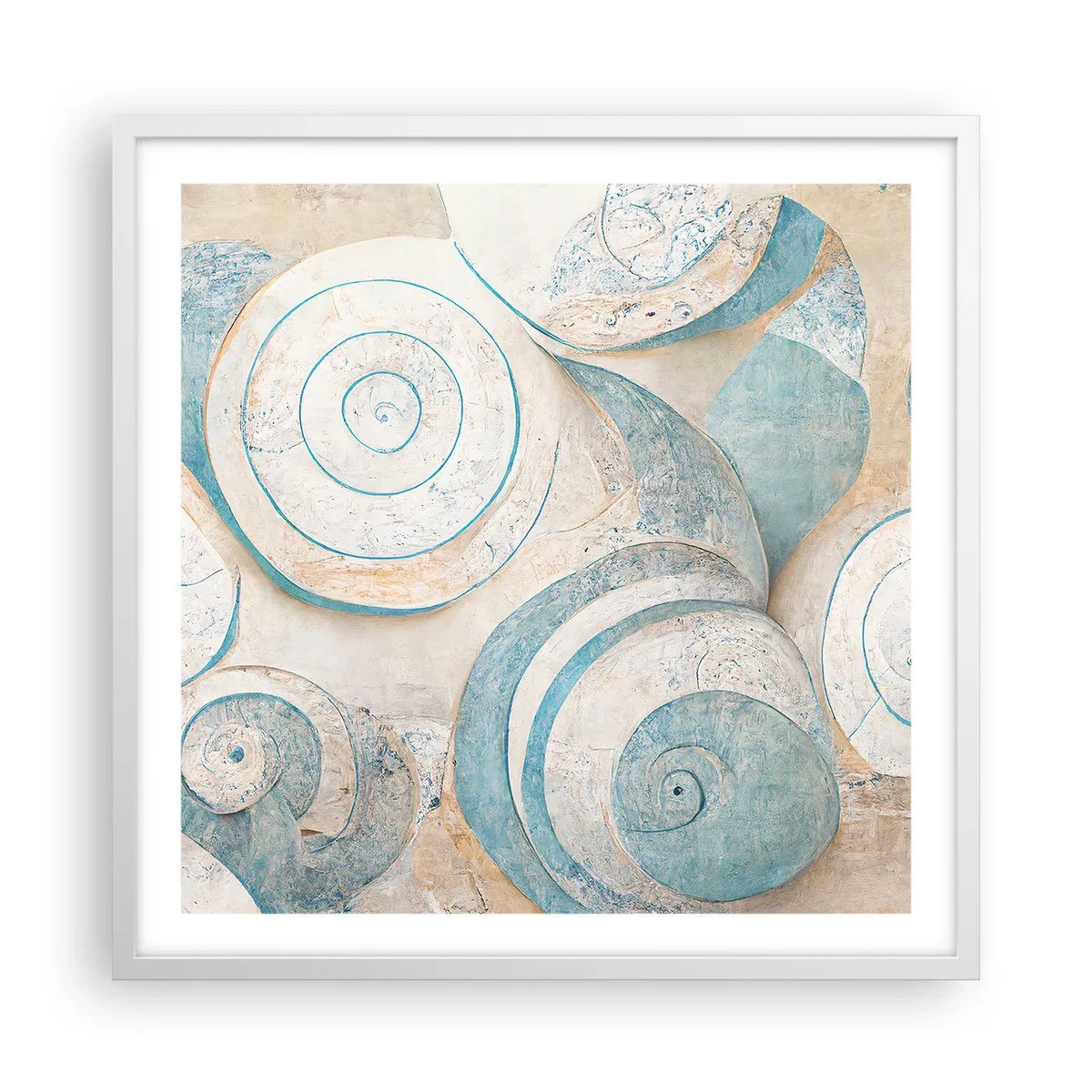 Affisch i vit ram - Vad döljer musslan? - 60x60 cm