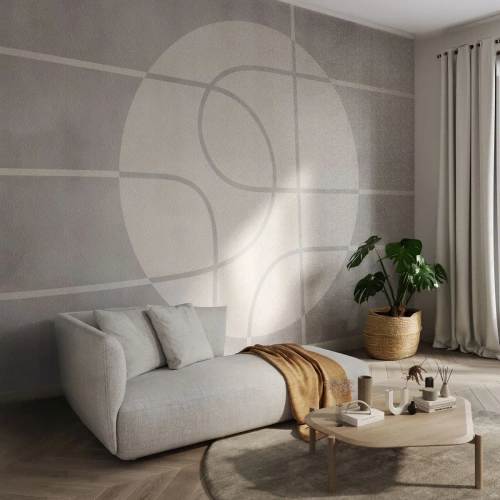 Fototapet Standard Eco - Minimalistisk geometrisk komposition - 100x70cm - Cirkulärt och rakt fram - Modern väggdekoration för vardagsrum och sovrum ARTTOR
