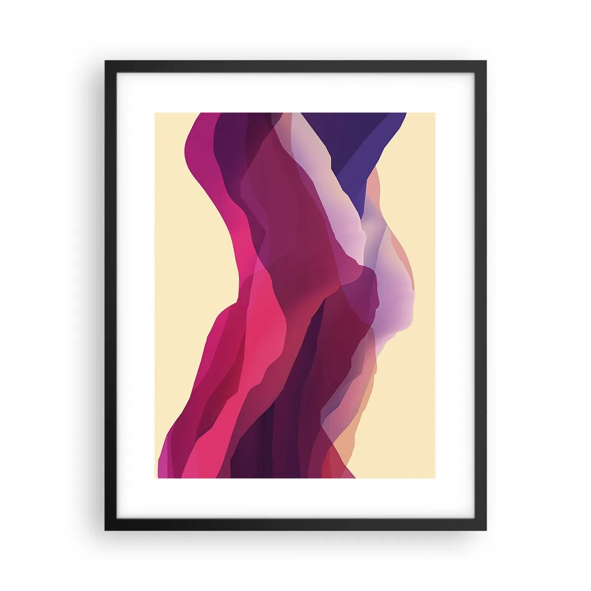 Affisch i svart ram - Purpurfärgade vågor - 40x50 cm