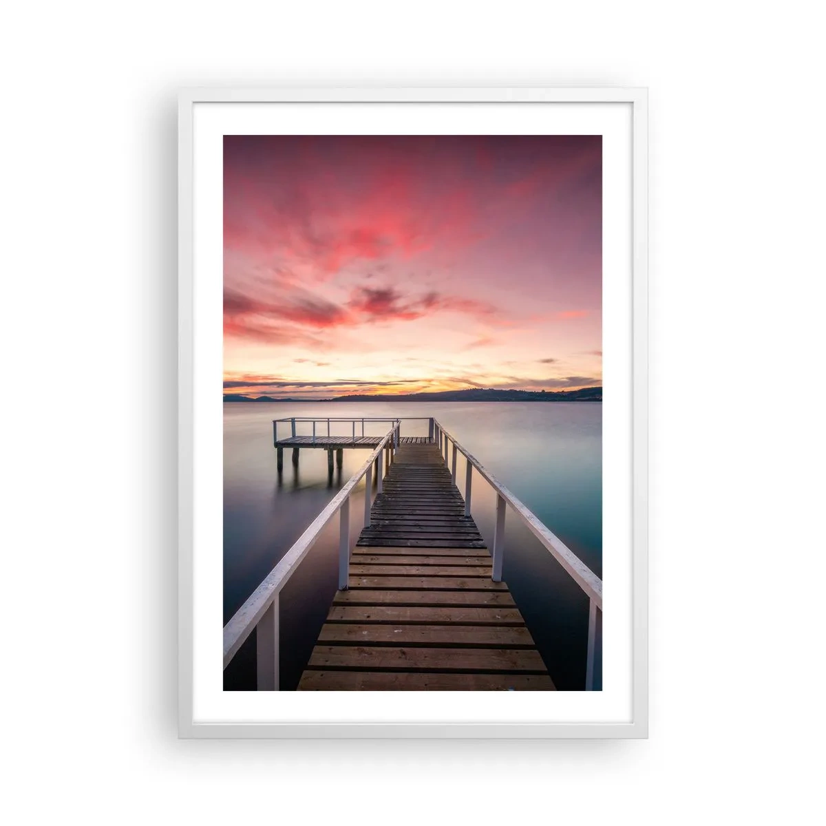 Affisch i vit ram - Kvällens milda låga - 50x70 cm