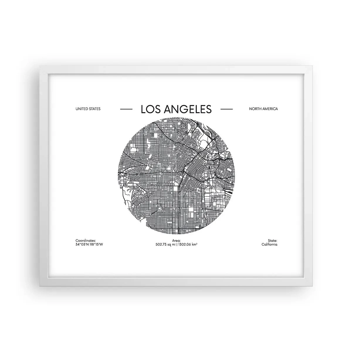 Affisch i vit ram - Los Angeles anatomi - 50x40 cm