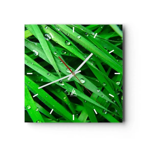 Väggklocka - Klocka på glas - Spela grönt - 30x30 cm