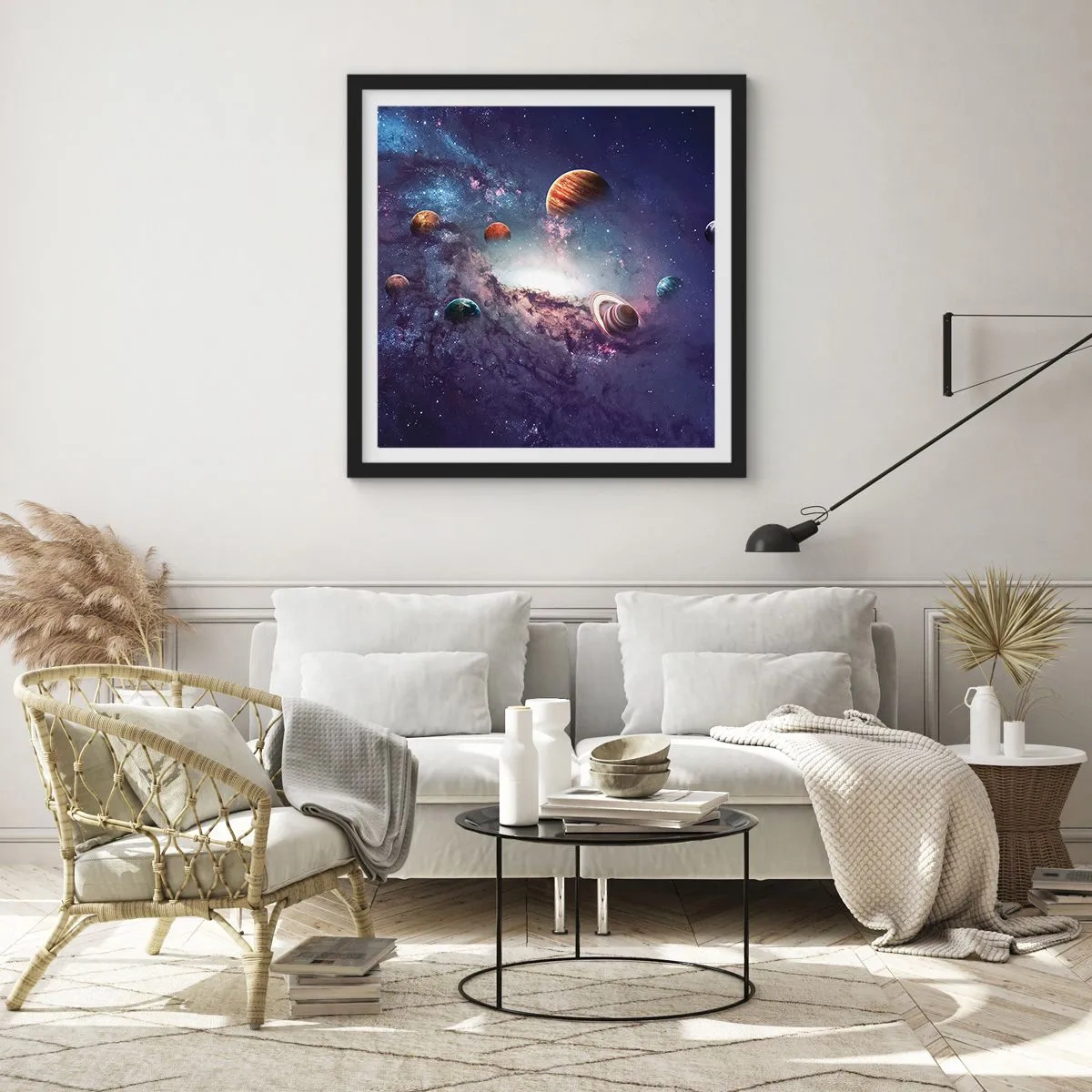 Affisch i svart ram - Sol- och danssystem - 60x60 cm