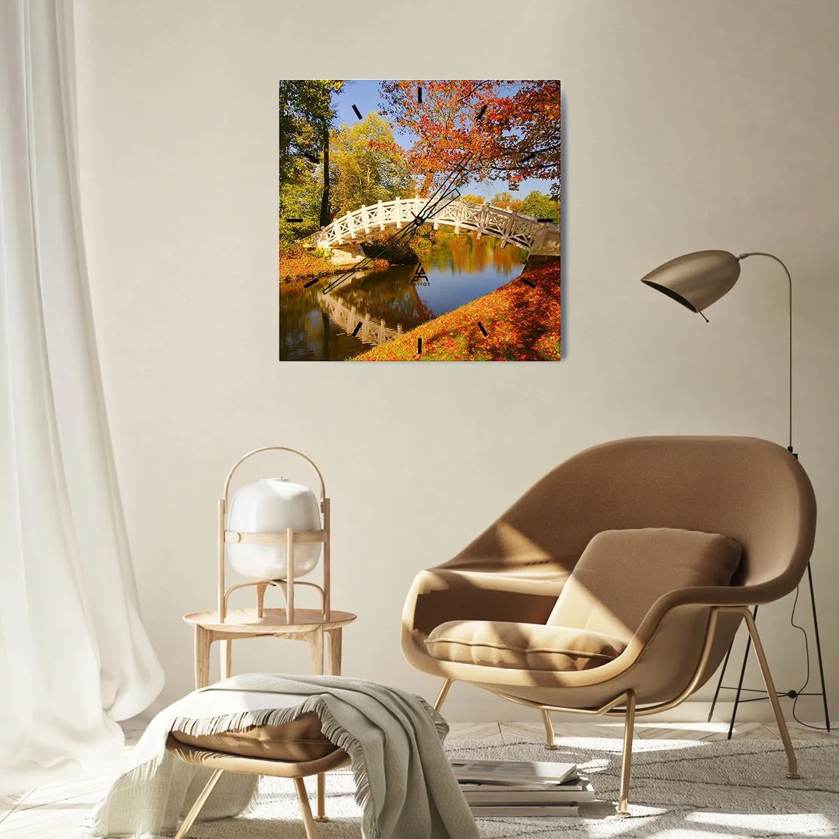 Väggklocka - Klocka på glas - På suckarnas vita bro - 30x30 cm