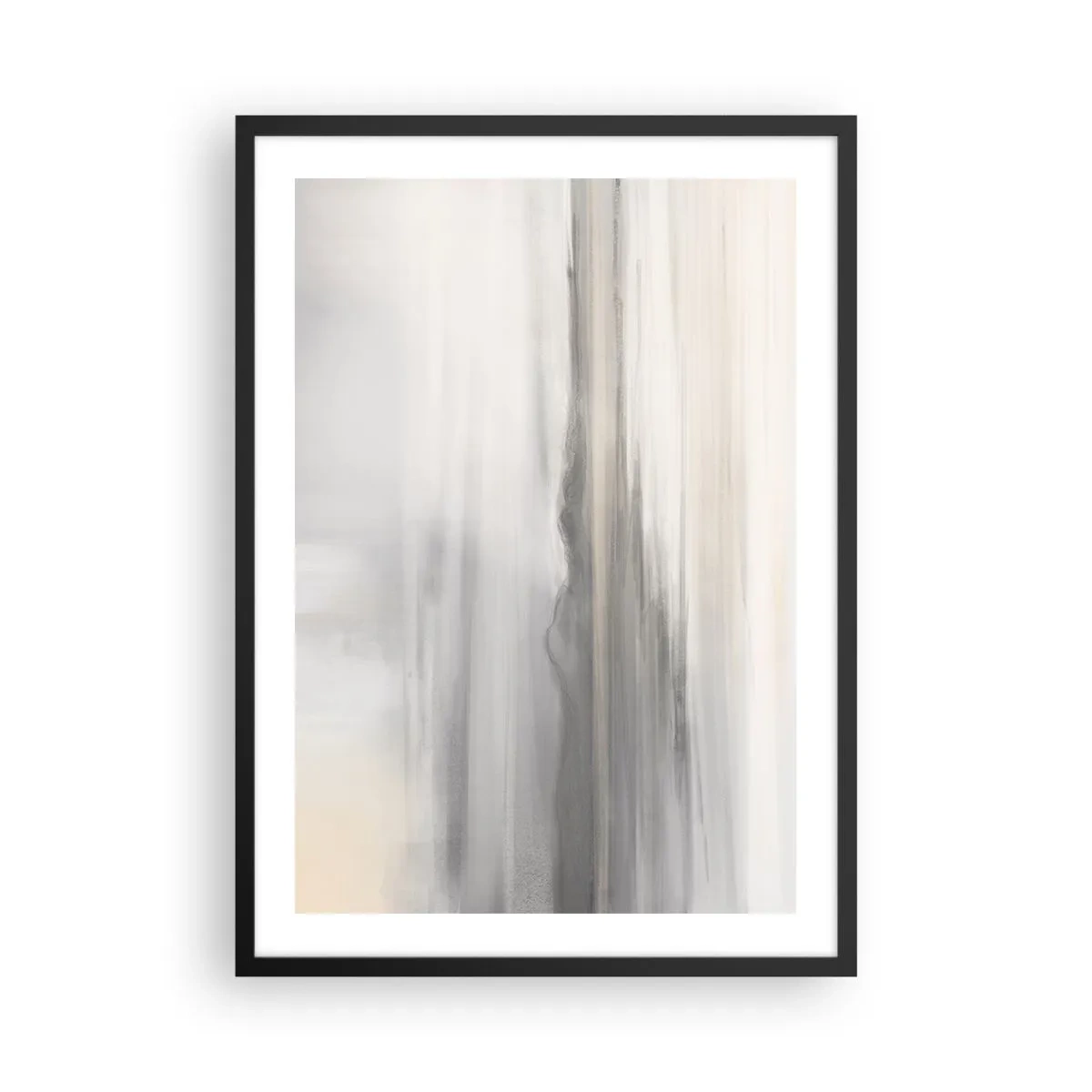 Affisch i svart ram - Subtila vertikala ränder i nyanser av grått och beige - 50x70cm - En eftertänksam bakgrund - Modern väggdekoration för vardagsrum och sovrum ARTTOR