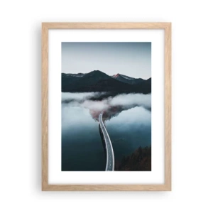 Affisch i ram av ljusek - Över ett vatten som är så slätt som en spegel - 30x40 cm