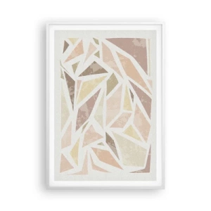 Affisch i vit ram - Komposition av färgat glas - 70x100 cm