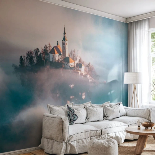 Fototapet Premium Sand - Drömö - Landskap, Arkitektur, Kyrka - 300x210 cm